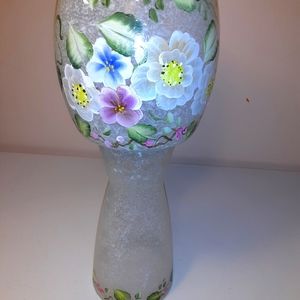 Handpainted tall floral candle holder